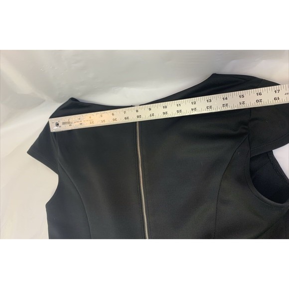 Sami & Jo Black Beaded Evening Dress Mid Length With OverSkirt, Women's SIze L - Picture 7 of 13